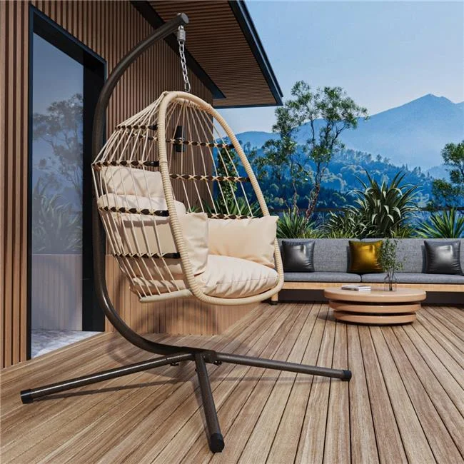 Direct Wicker  Patio Foldable Hanging Swing Chair with Stand