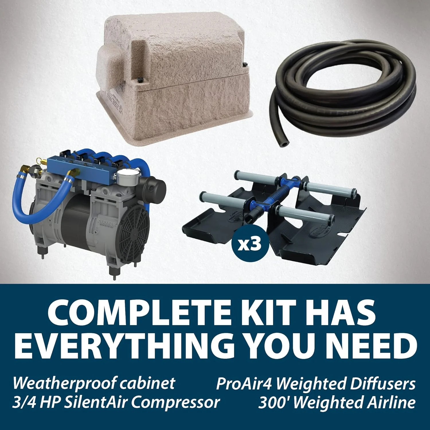 Airmax Pond Series Pond & Lake Aeration System, 230V, 300' 3/8' EasySet Airline