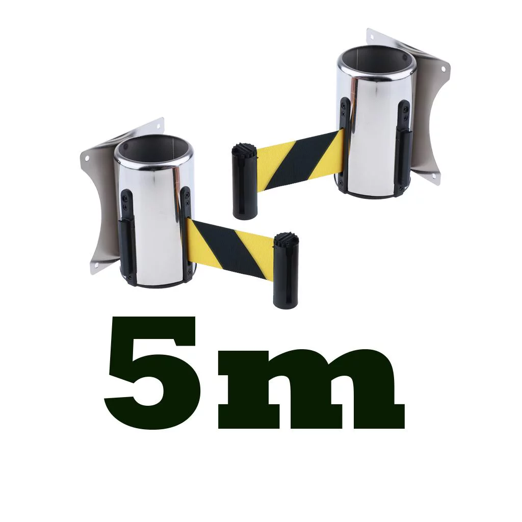 2pcs Queue Barrier Belt Stainless Steel Crowd Control Playground Retractable