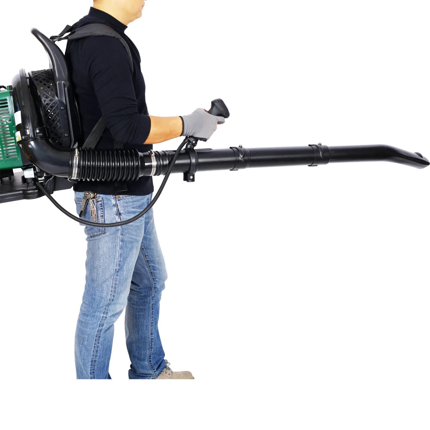 Powerful 63.3cc 3.6HP Gas 2-Stroke Backpack Leaf Blower with 750CFM Output for Efficient Yard Work and Leaf Clearing