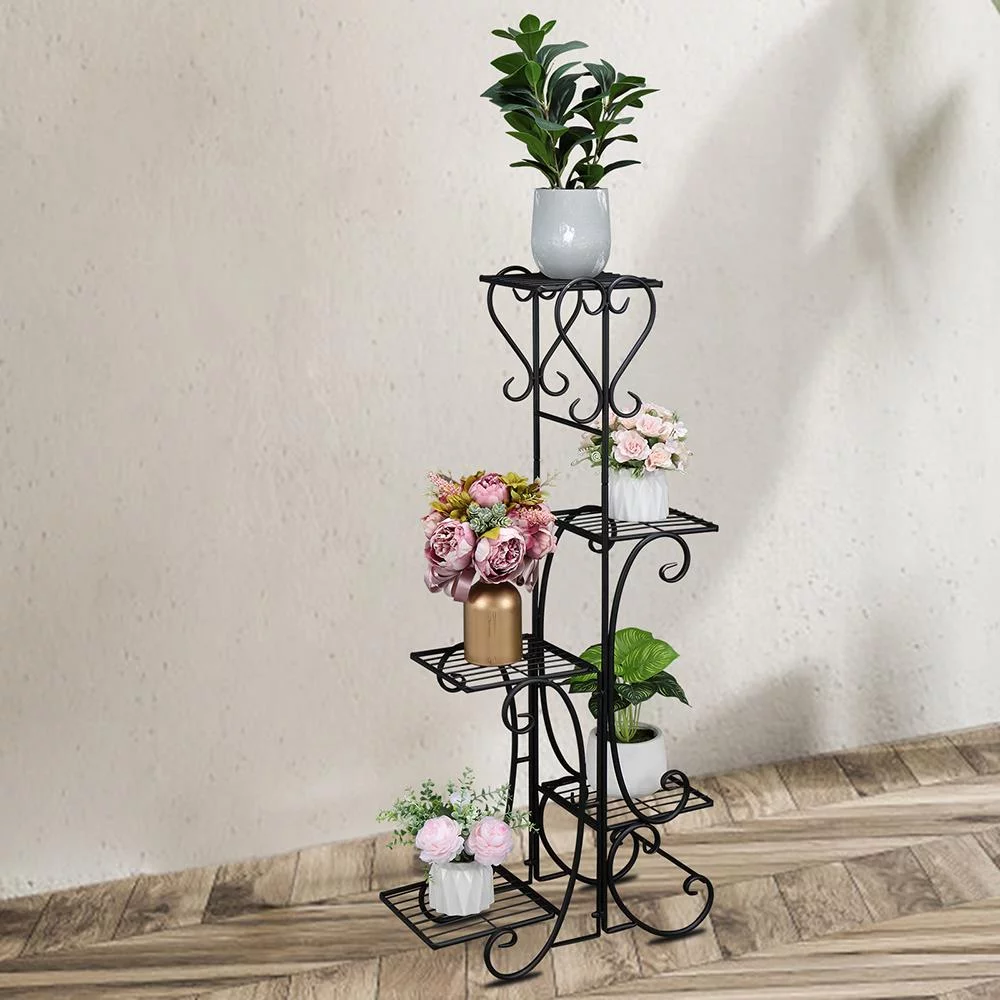 SamyoHome Indoor Outdoor 5-Tier Flower Pot Holder Shelf Plant Stander for Patio Garden Corner
