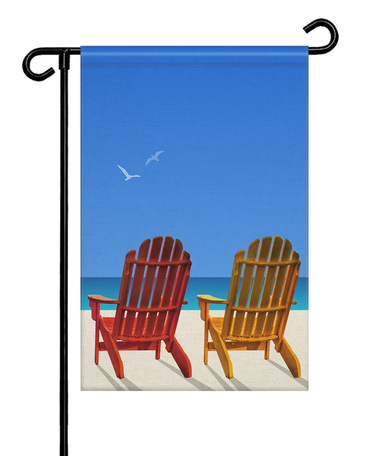 Garden Flag Double-Side Printed House Flag Yard Flag Beach Chairs Blue Sky Welcome Banner Decor Outdoor Holiday Decorations