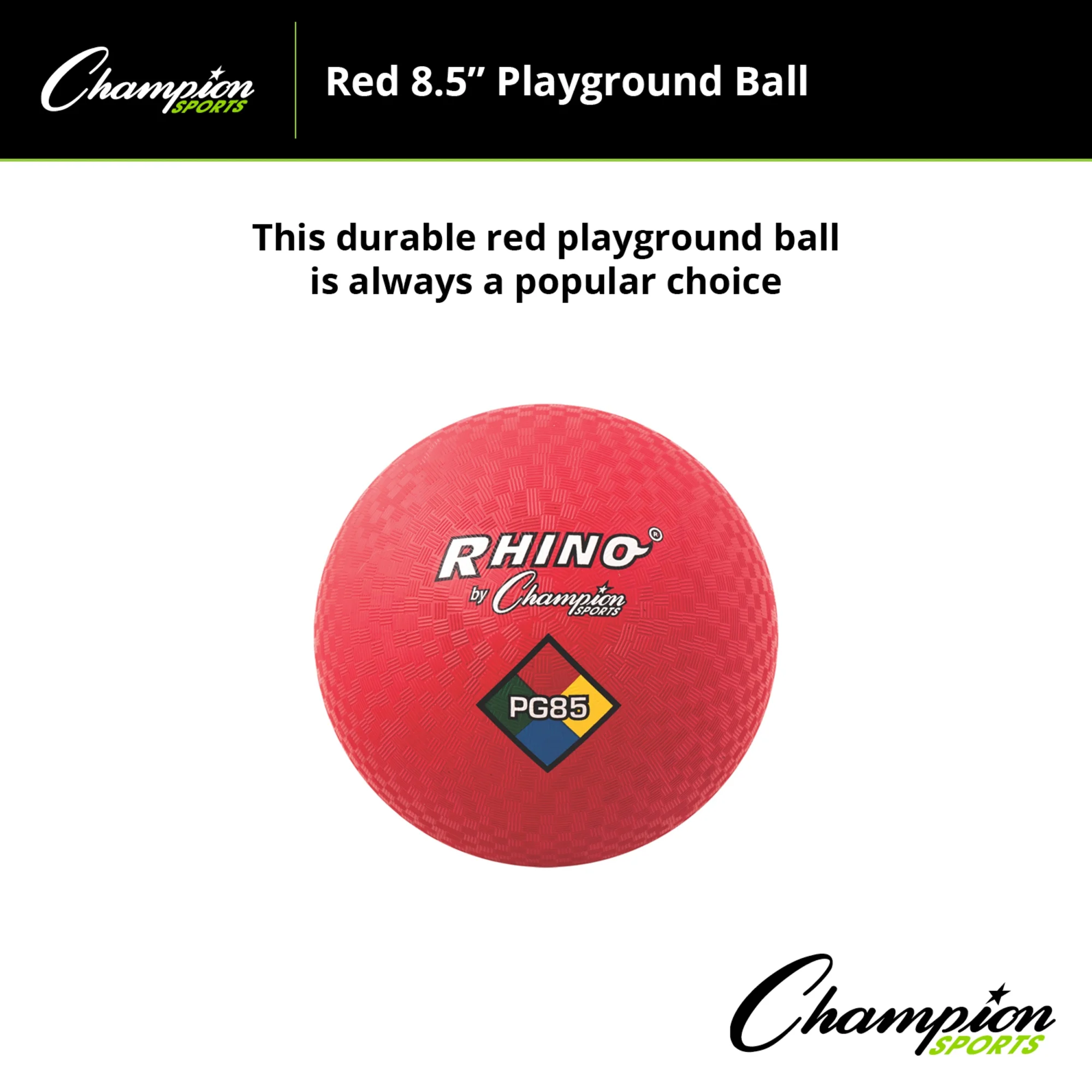 Champion 2-Ply Nylon-Wound Playground Ball, 8-1/2 in, Red
