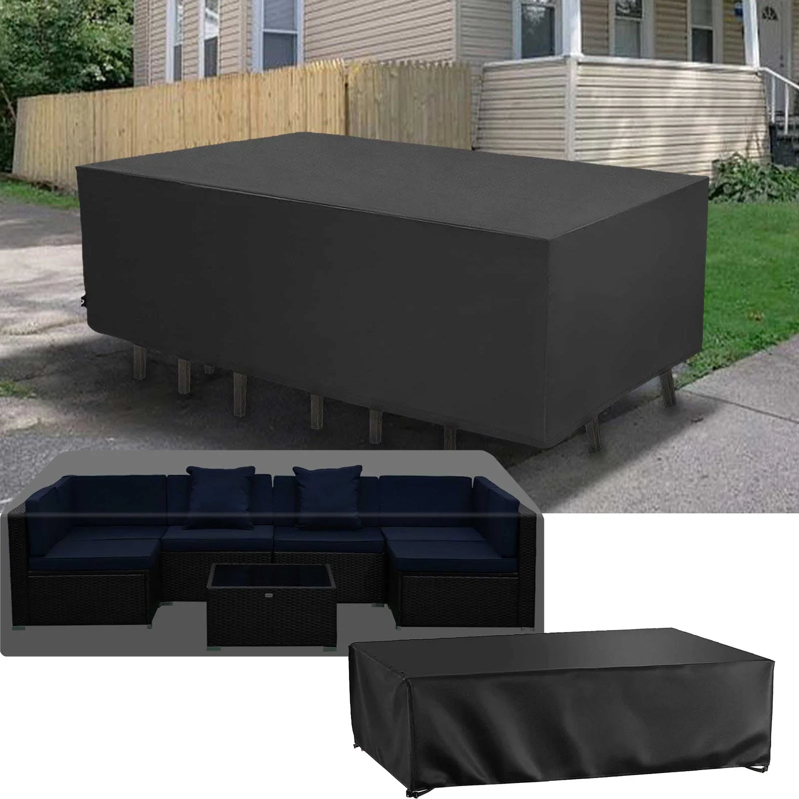 Patio Furniture Covers For Large Outdoor Square Table & Chairs Black Sofa Cover Table And Chair Cover Attic Organization Storage Containers for Comforters Storage for Closet Organization College