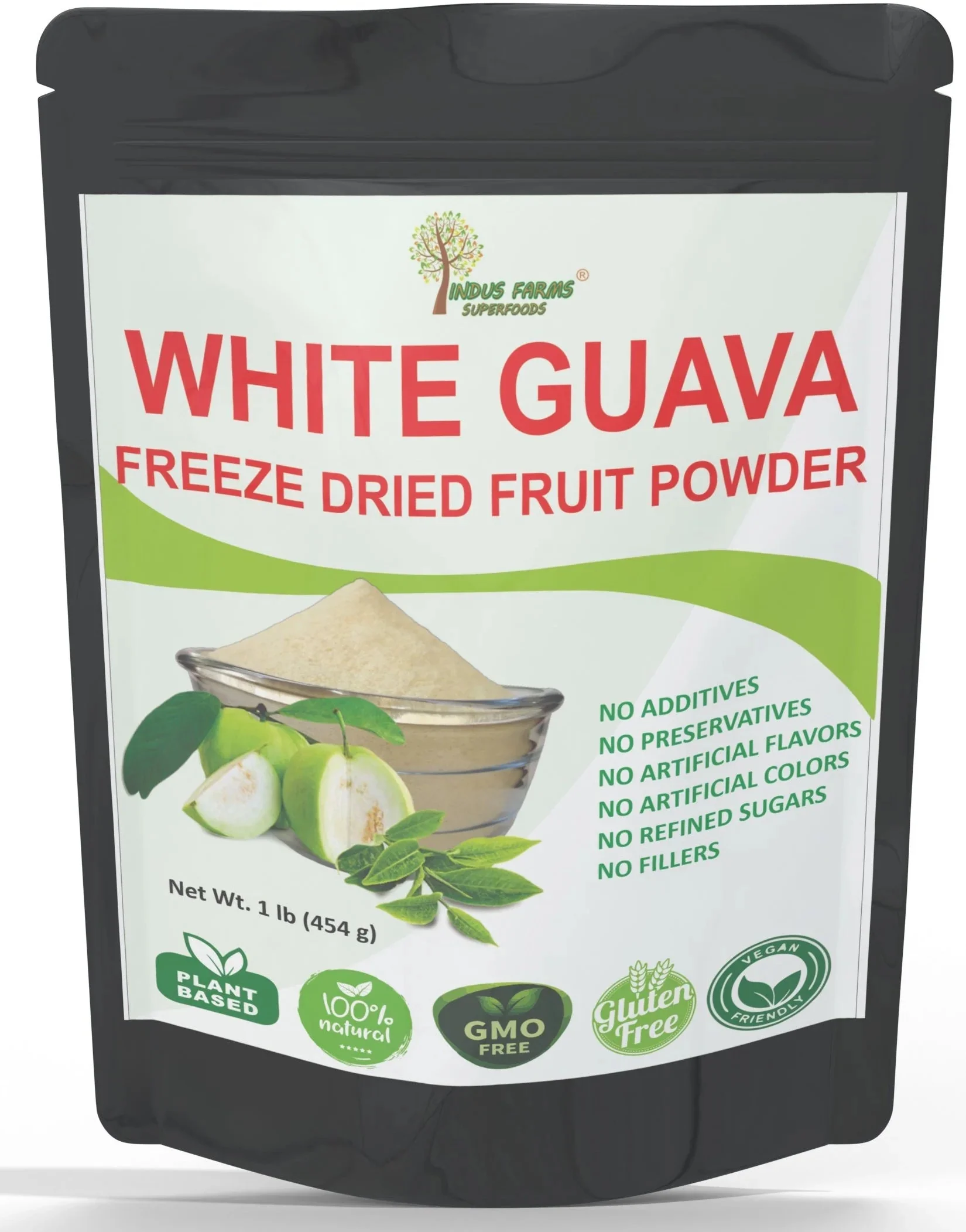 Indus Farms Superfoods Freeze Dried White Guava Fruit Powder, 100% Pure  Natural, Additive-Free, GMO-Free, Vegan