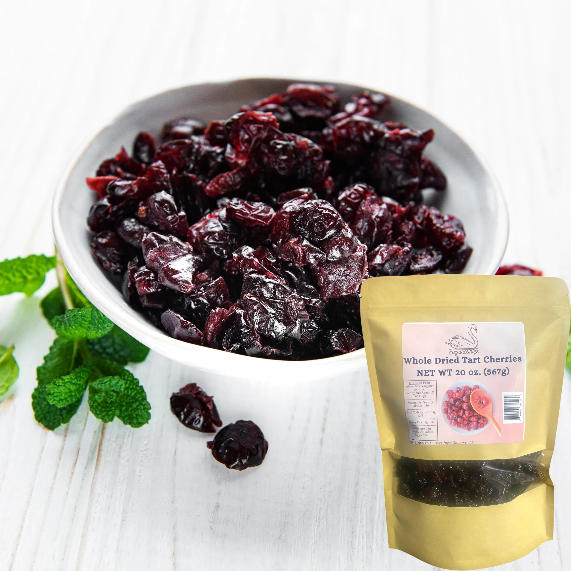 Eleganceinlife Whole Dried Tart Cherries NET WT 20 oz. (567g)