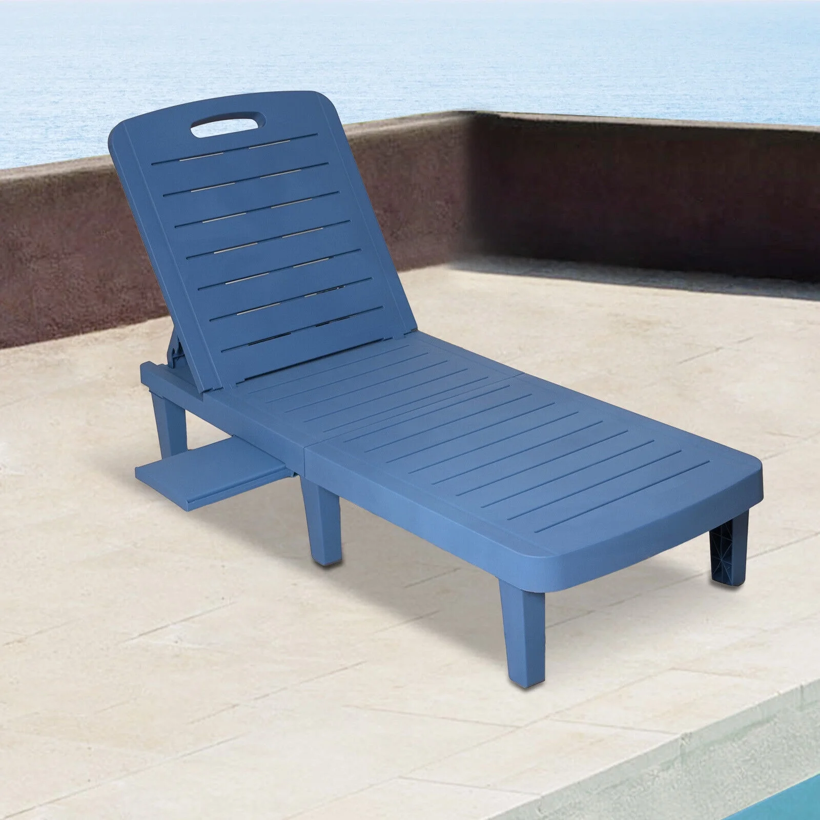 CLARFEY Outdoor Patio Reclining Chaise Beach Sun Loungers Adjustable Chair W/Bag