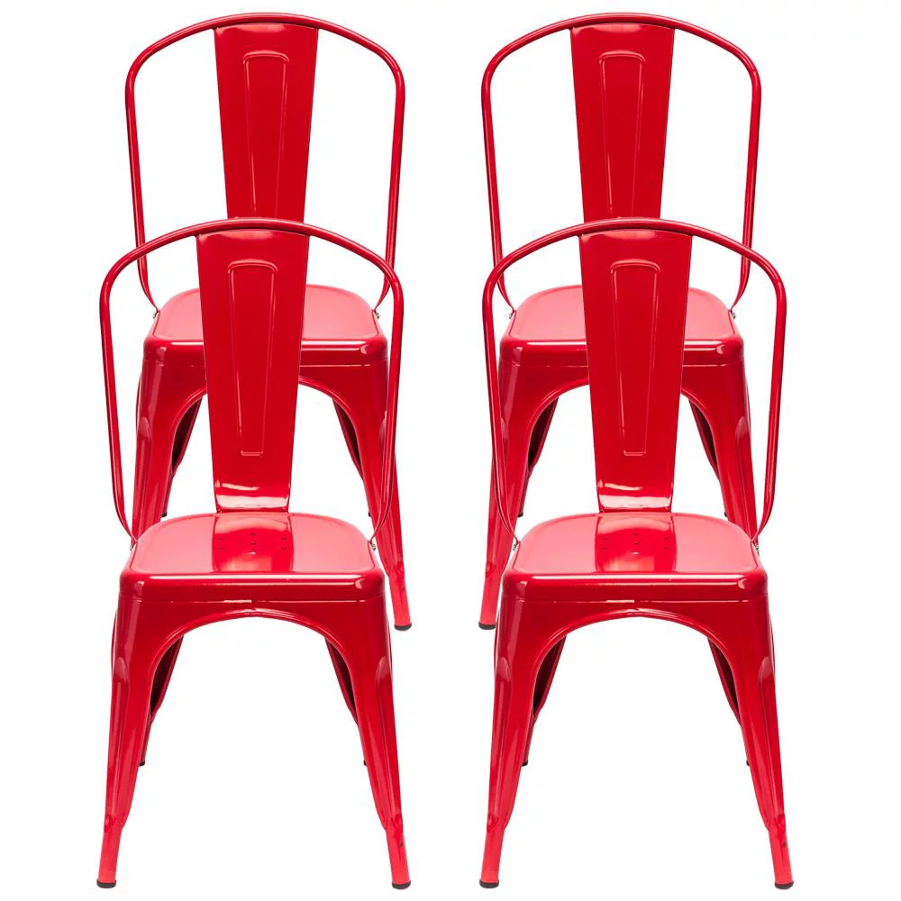 UBesGoo Metal Dining Stackable Chairs Set of 4, Red