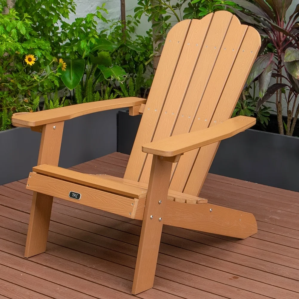 Backyard Furniture Adirondack Chair Painted Seating with Cup Holder Brown
