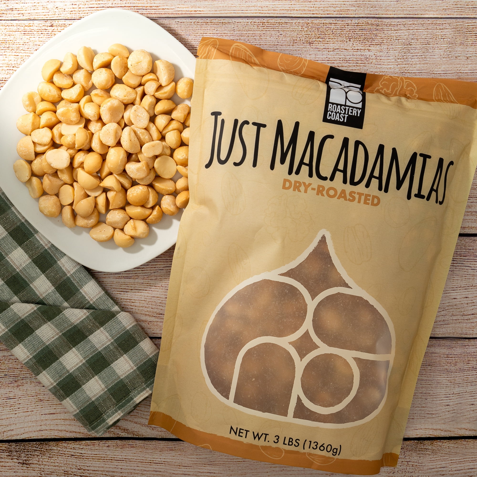 Roastery Coast | Just Roasted Macadamia Nuts | 3 Pounds | Unsalted | Bulk Nuts | Snack Nuts | Healthy Nuts | Gluten Free | Macadamia Nut Butter
