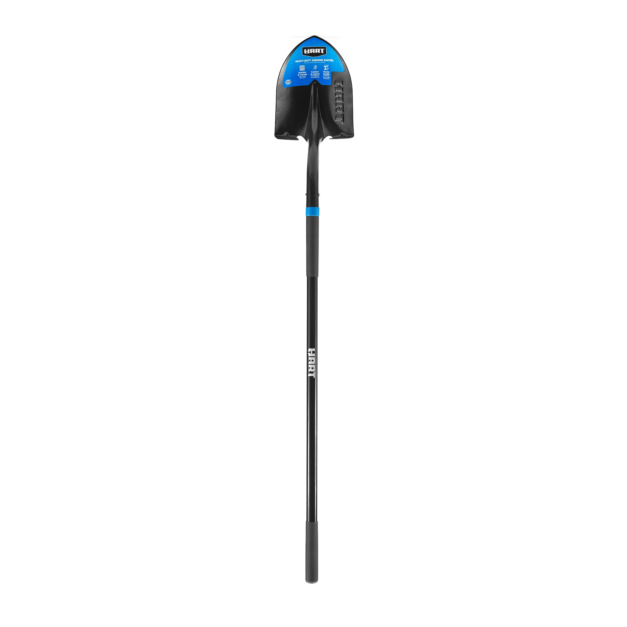 HART Heavy-Duty Steel Digging Shovel with Fiberglass Handle and Anti Slip Step Tread