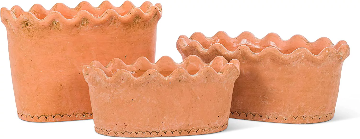 Tall Ruffled Oval Planter