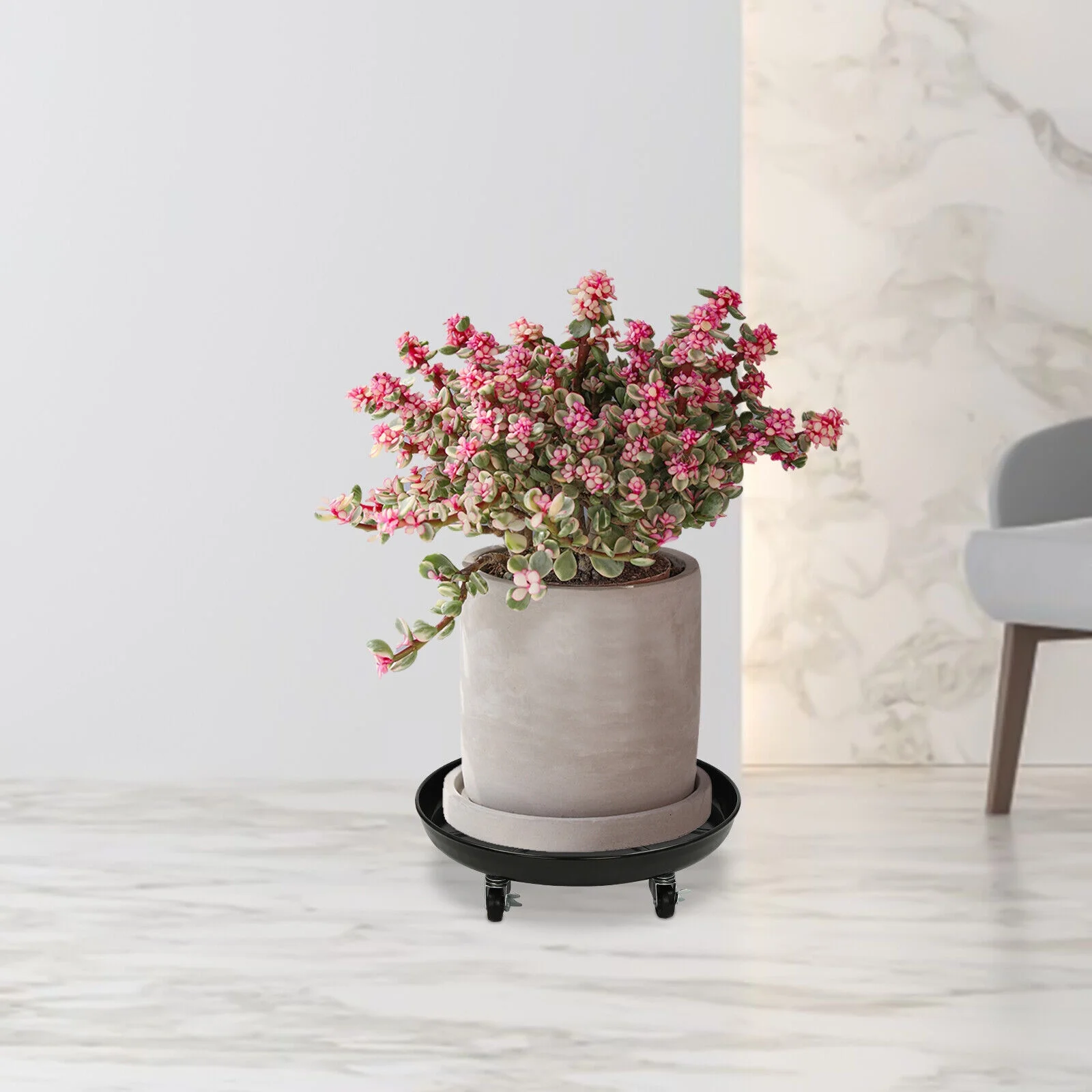 3Pcs Flowerpot Trays Planter Trolley 16 inches Plant Stand with Lockable Wheels