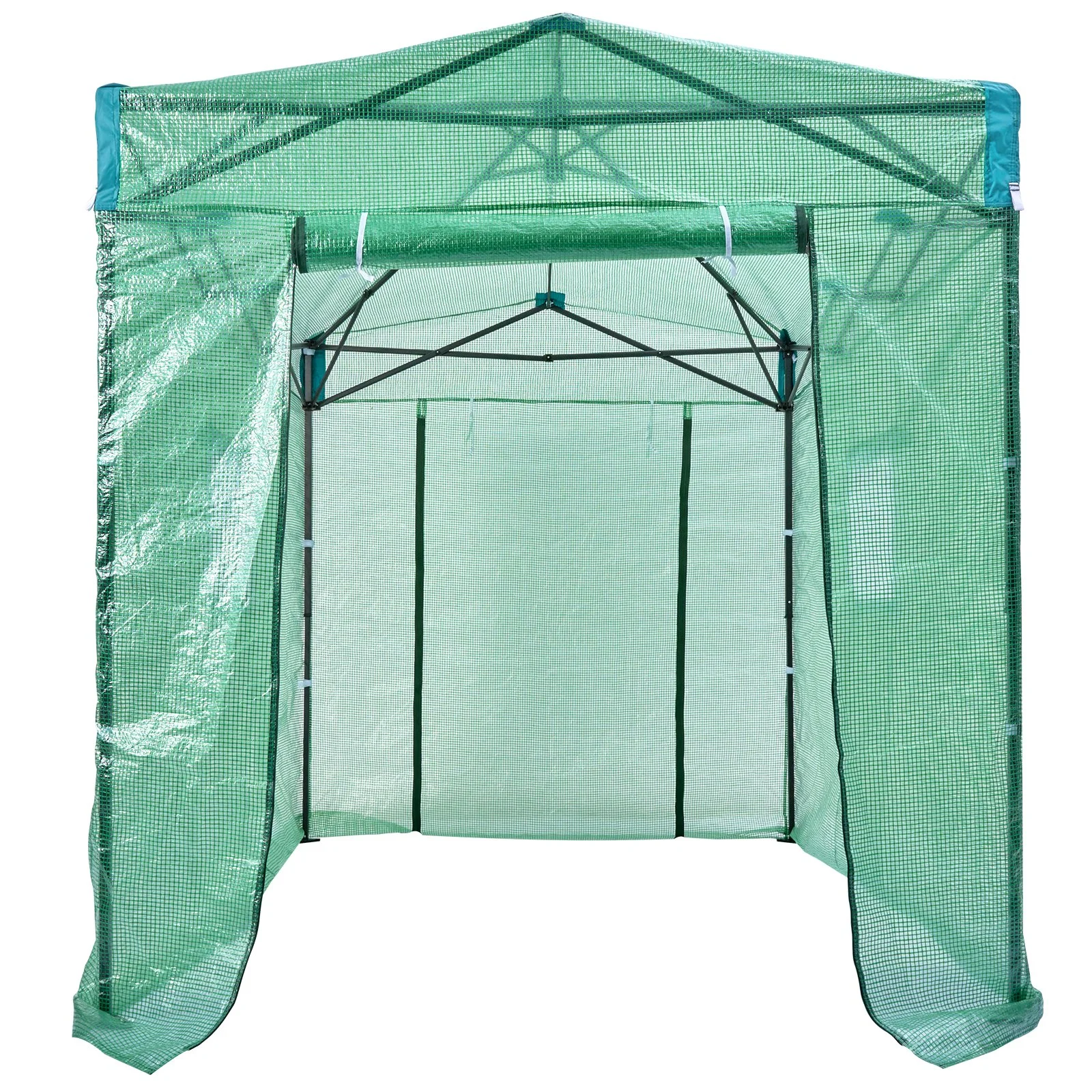 VEVOR Pop-Up Greenhouse, 8' x 6' x 7.5', Quick Setup, High-Strength PE Cover, with Doors & Windows, Powder-Coated Steel Frame, Ideal for Planting & Storage, Green