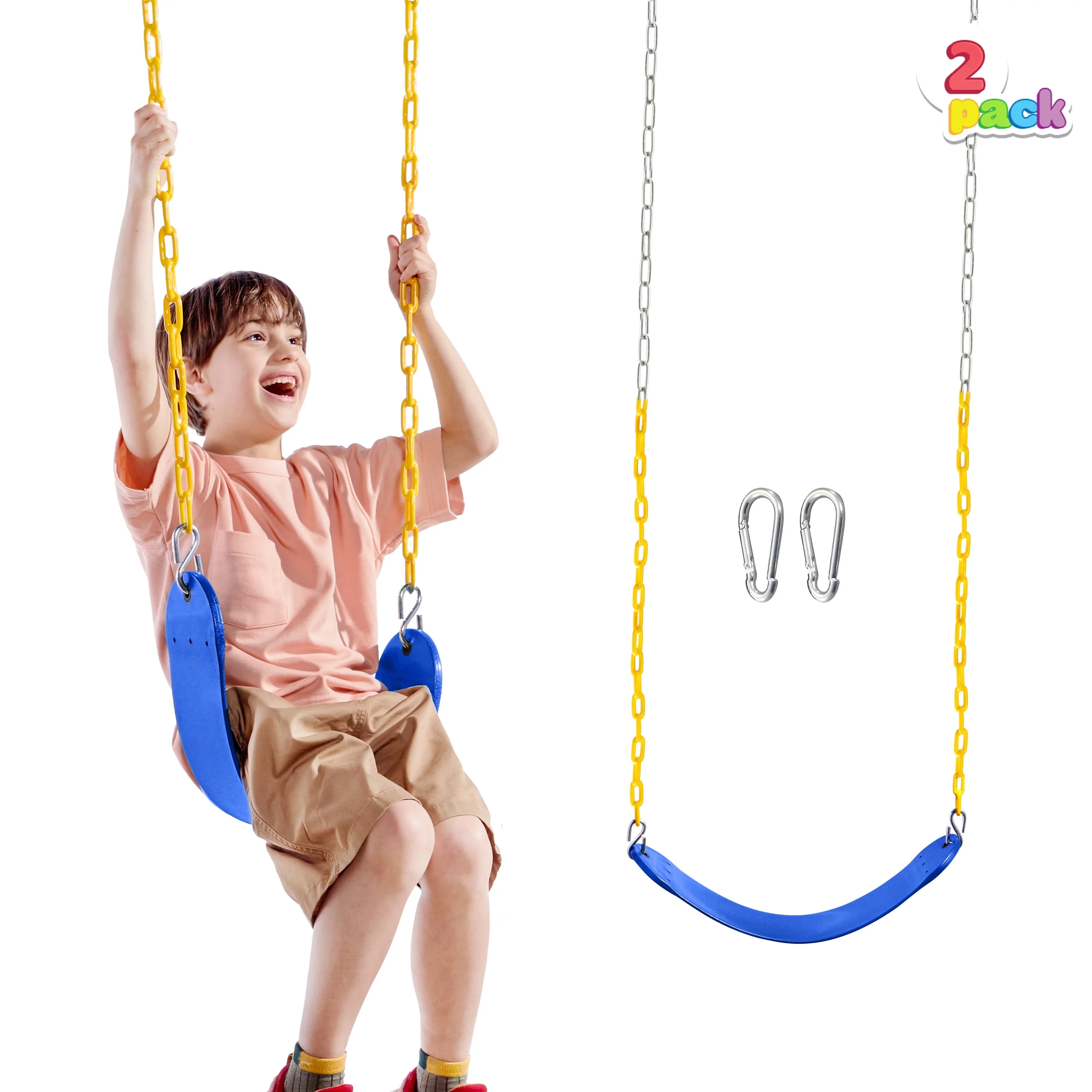 2 Pack Swing Sets For Backyard, Outdoor Swing Set Accessories For Adult, With 66
