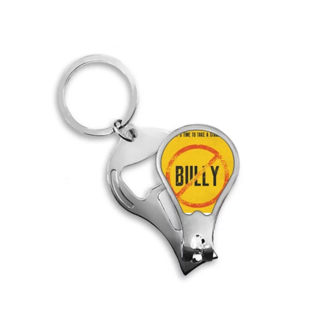 Logo No Bully Art Deco Fashion Fingernail Clipper Cutter Opener Key Chain Scissor