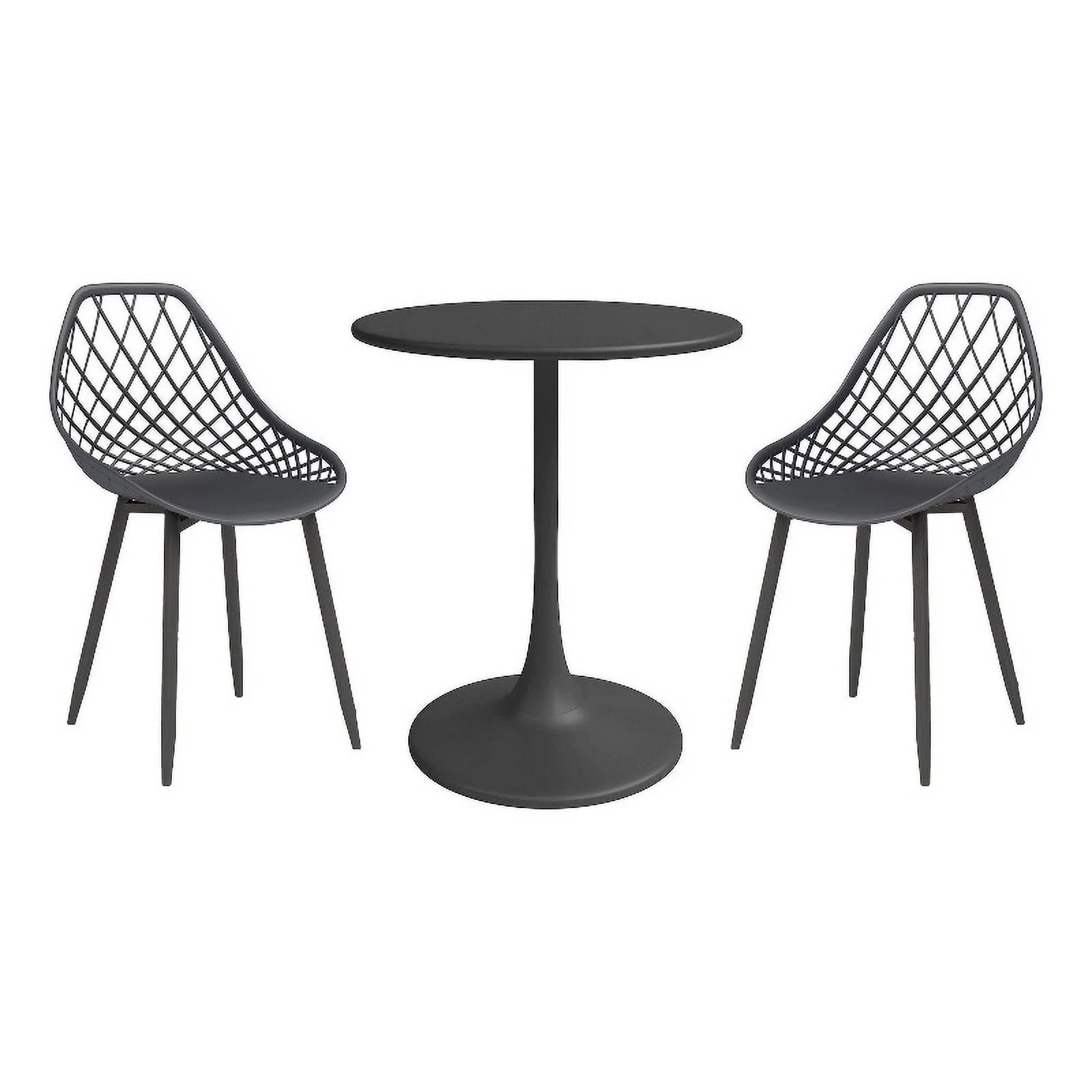 Afuera Living Mid-Century 3-Piece Bistro Set in Black Indoor/Outdoor
