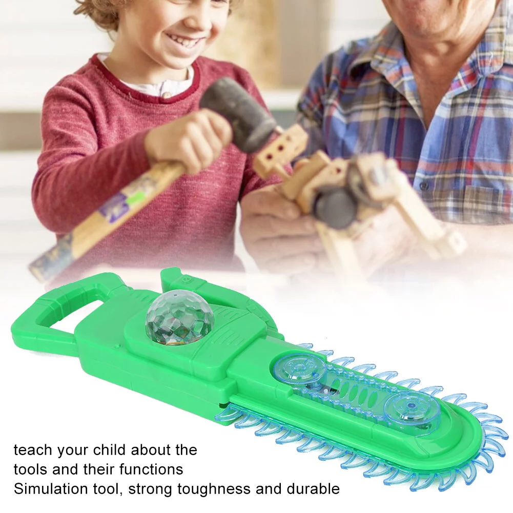 Goldmeet Electric Chain Saw Toy Highly Simulation Pretend Play Chain Saw Toy with Light SoundGreen
