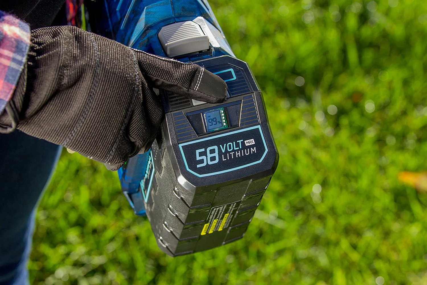 Zombi 15 in. 58 Volt Lithium Cordless Electric Straight Shaft String Trimmer, 4Ah Battery and Charger Included