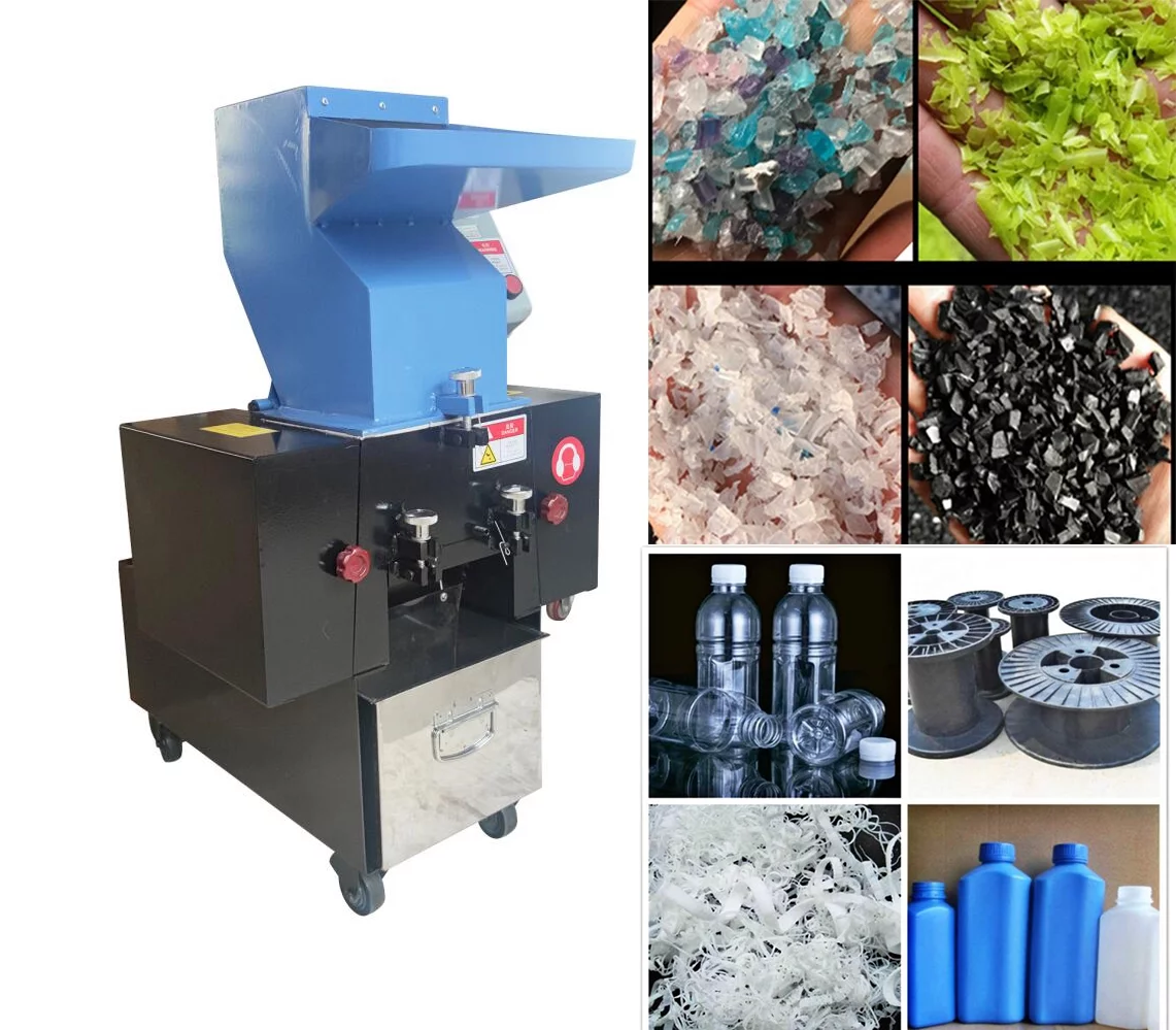 Techtongda Multifunctional Plastic Granulator Grinder Plastic Shredder Bottle Chipper for Plastic Bottle, Rubber, Wood, Grain, Herbs Blue 180 Type 220V
