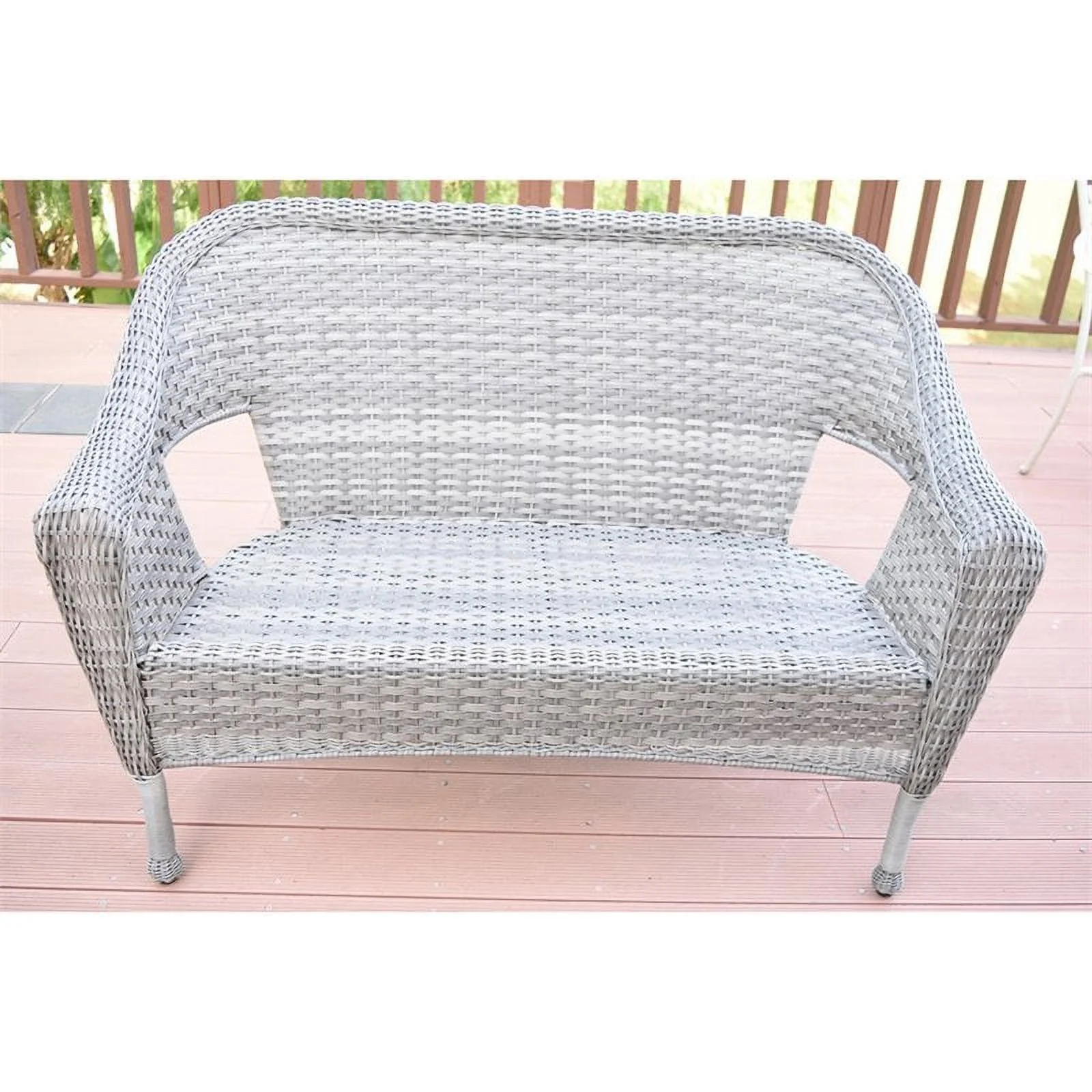 Jeco Clark 4 Piece Resin Wicker Patio Sofa Set in Gray