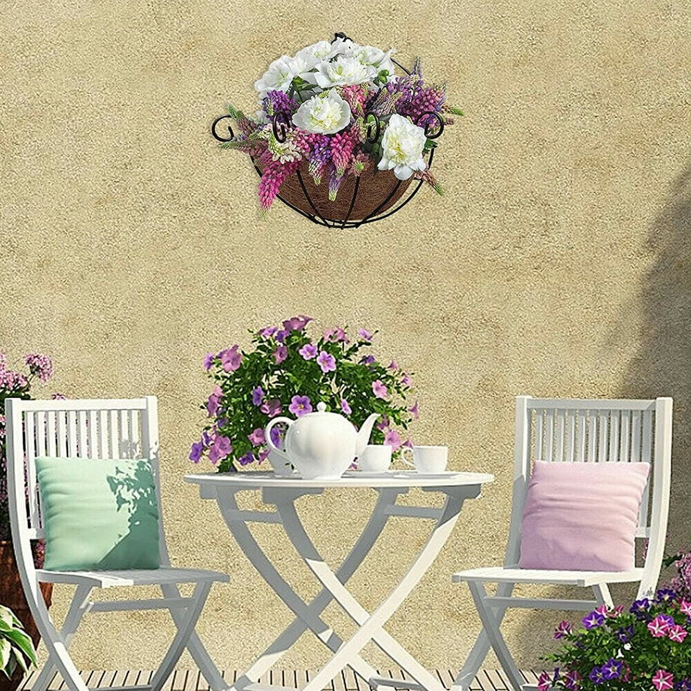 EROCK 2Pcs Thick Half Round Coconut Fiber Plant Basket Coco Liners + Non-woven Lining-16 INCH