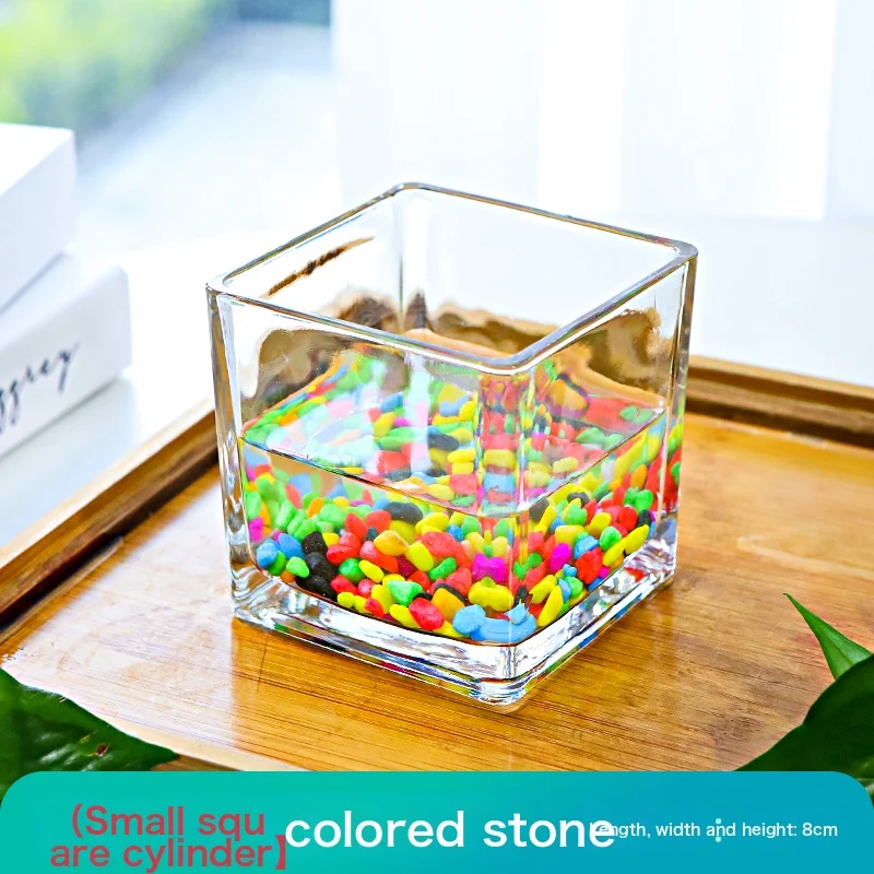 Hydroponic Utensils Copper Coin Grass Creative Bottle Glass Flower Pot Aquatic Plant Tulip Flower Vase Fangfang Describer Brown Pottery-500G Without Square Vat Intermediate