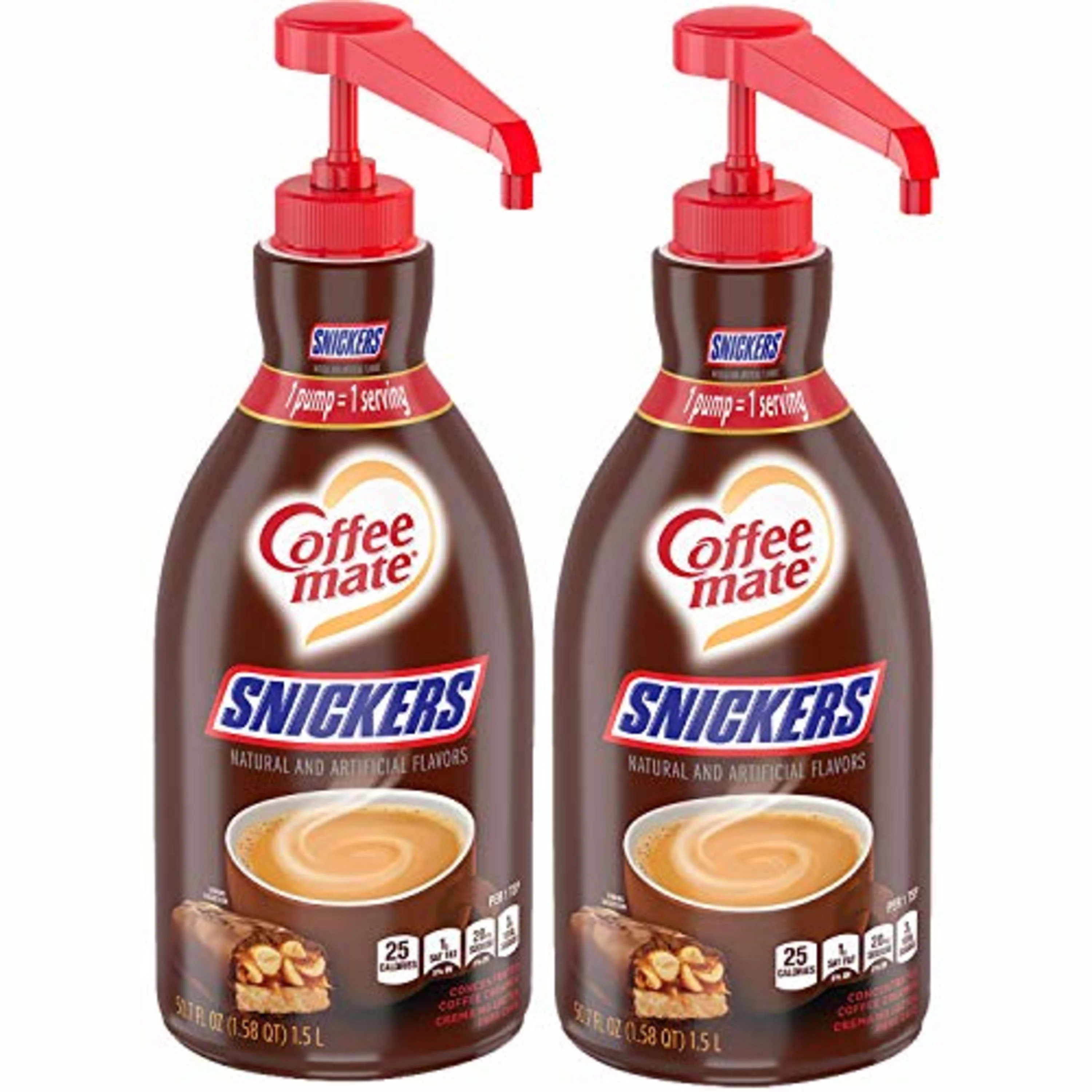 Coffee mate Snickers Non-Dairy Creamer, 50.7 fl oz, 2 Count Bottles