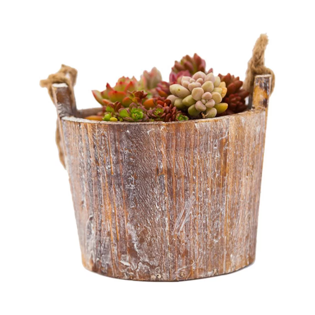 Gongxipen Hangable Wood Fleshy Flower Pot Group Handmade Hemp Rope Logs Old Indoor Decorations Plants Succulent Potted Holder