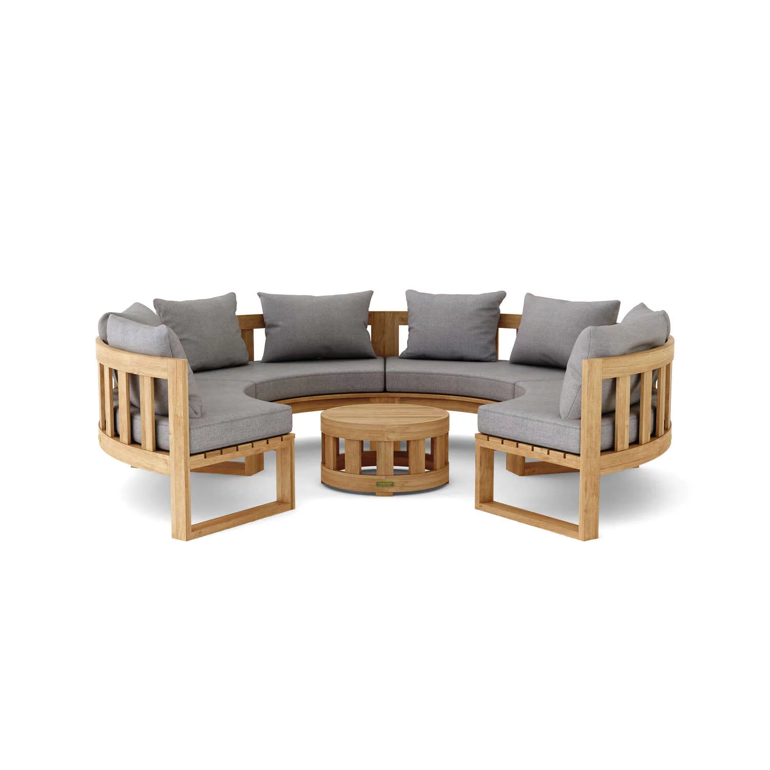 Anderson Teak  Circular Modular Deep Seating Set, Natural Smooth Well Sanded