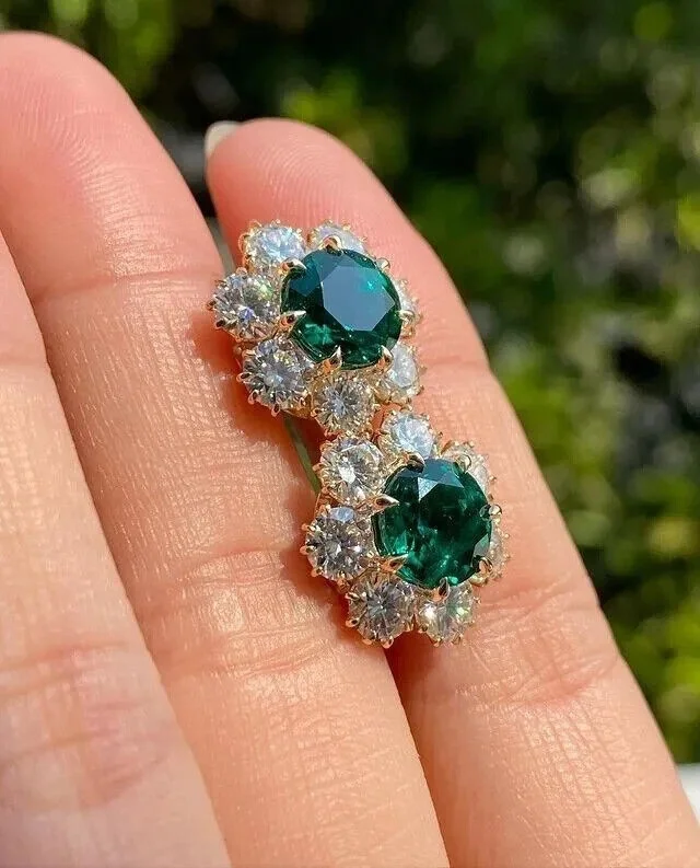 Ahansh Jewels 925 Sterling Silver Green Emerald Stud Earring For Women's