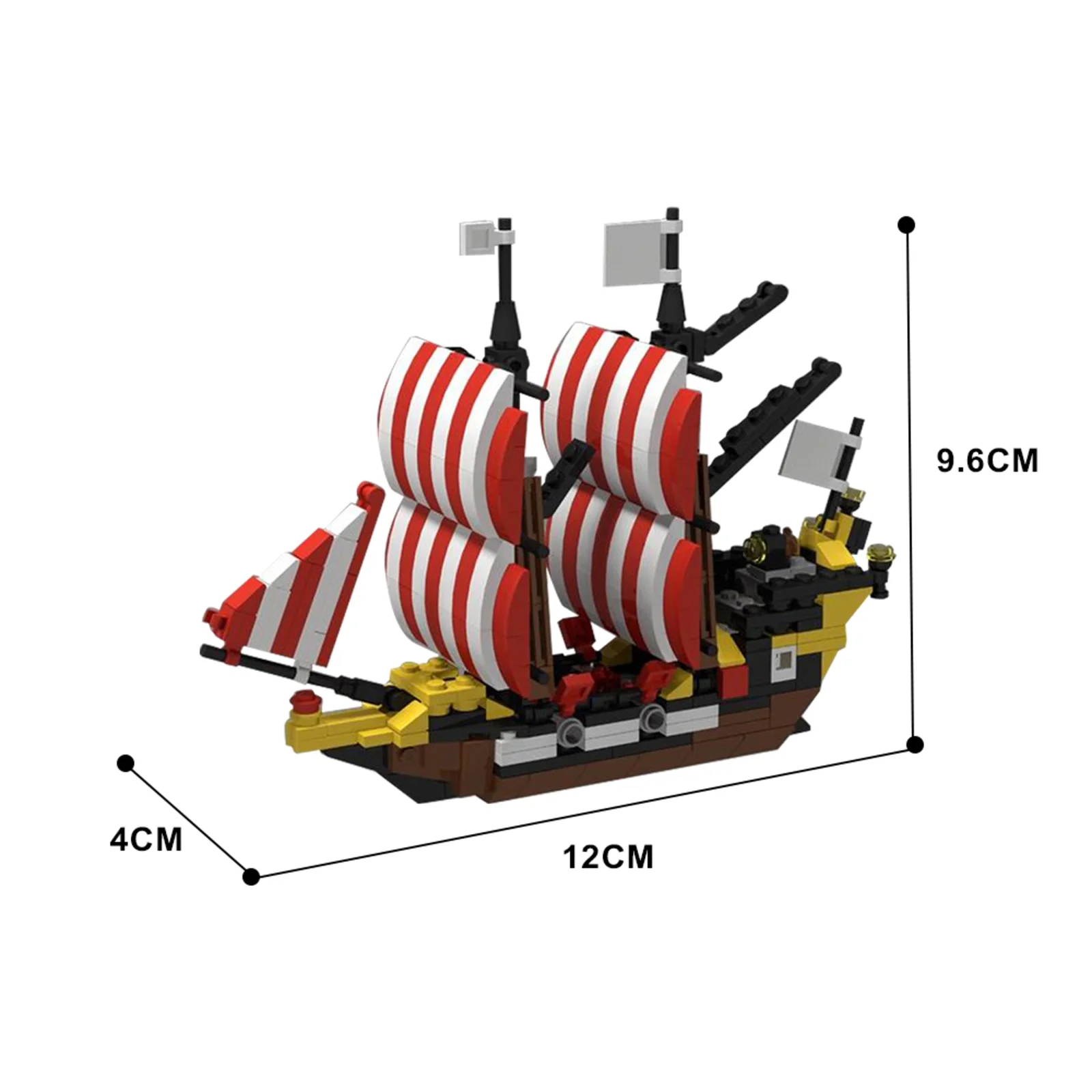 Black Sea Baraccuda Building Set, MOC Pirate Ship Building Toys, Creative Playset Pirates Themed Gifts for Boys Girls Ages 8+ (474pcs)