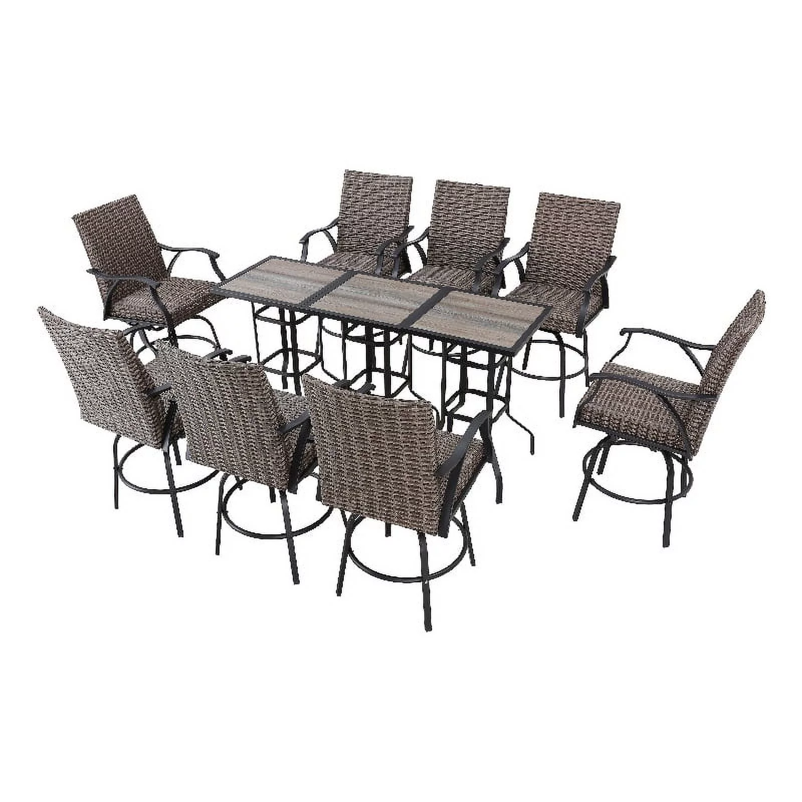 Patio Festival Metal 11-Piece Outdoor Dining Set in Black & Brown