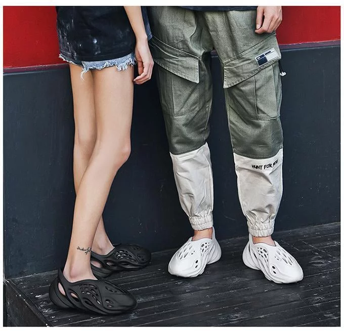 Mens Sports Running Shoes Mens Hole Shoes Hollow Sandals Outer Wear Thick Sole Soft Sole Couple Shoes Funny Shoes Beach Slippers