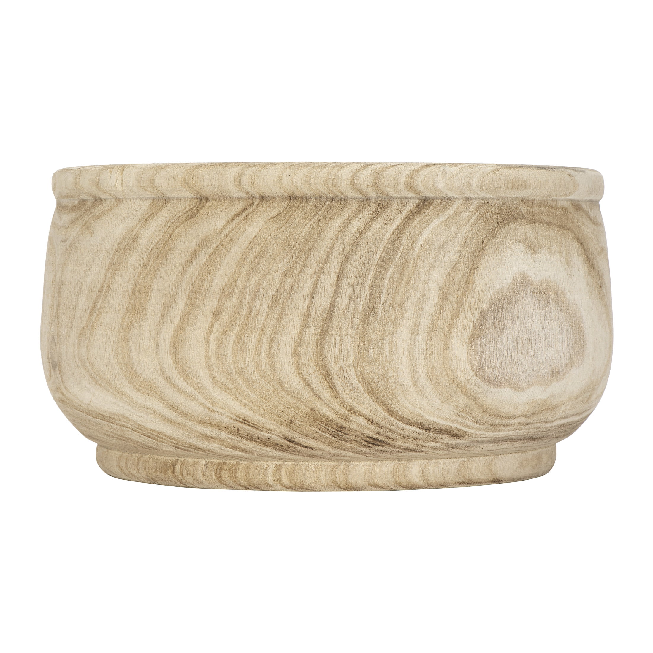 Creative Co-Op Medium Round Paulownia Wood Planter, Natural
