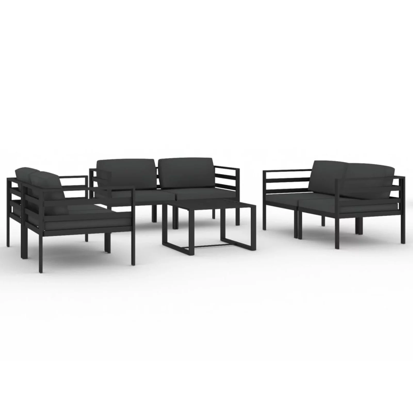 Dcenta 7 Piece Patio Set with Cushions Aluminum Anthracite