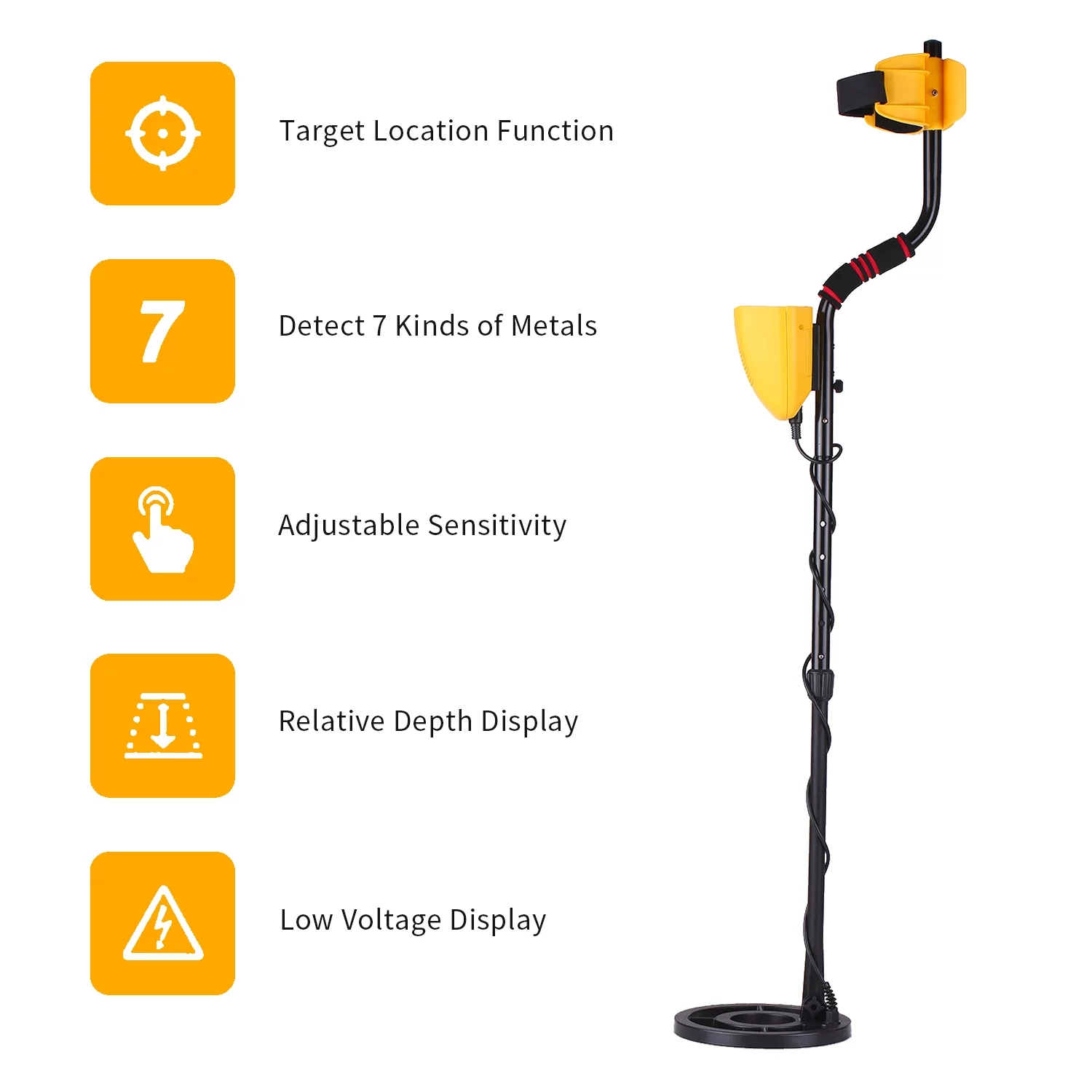 AbodyProfessional Metal Detector P/P Function Disc Mode High Sensitivity Adjustable Waterproof Metal 7 Target Categories Underground Treasure Hunter LCD Display