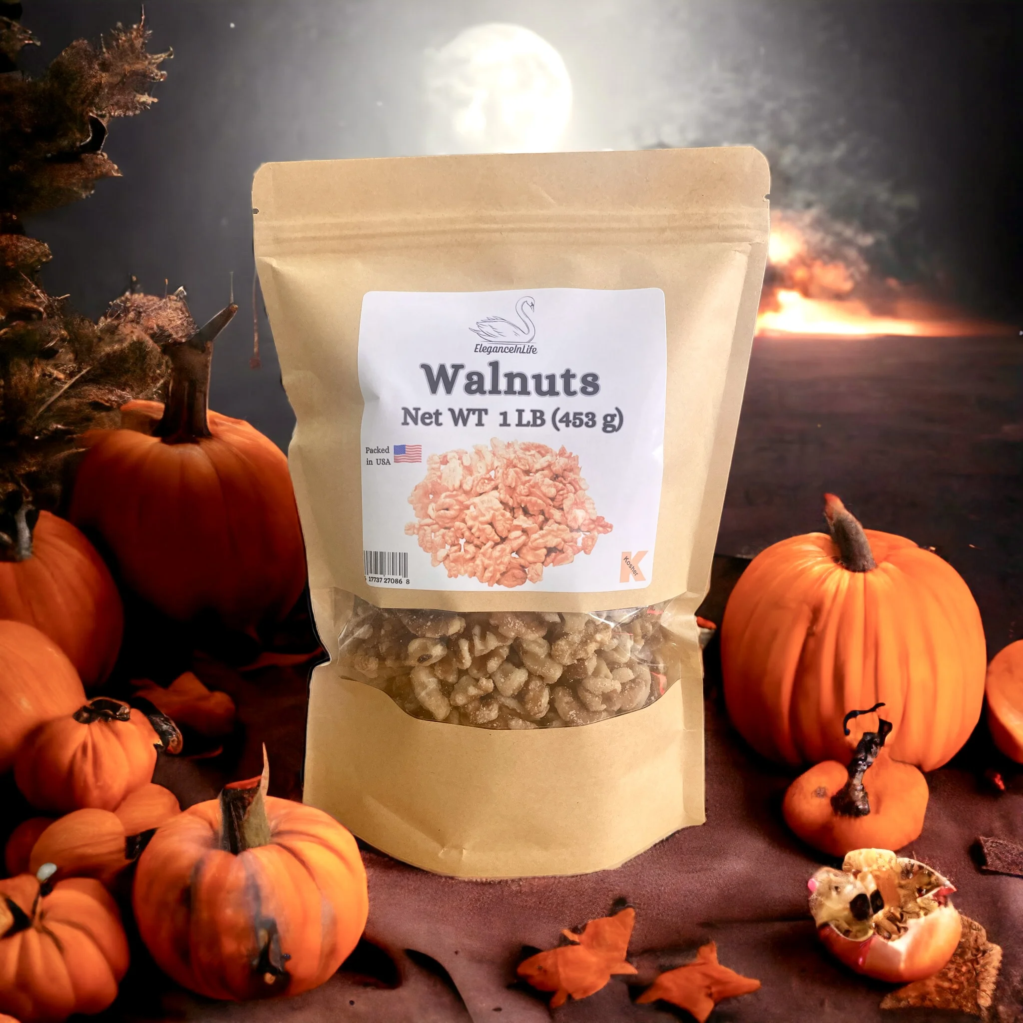 EleganceInLife Walnuts 1 LB 453g Each Fresh ,Packed in USA Pack of 2