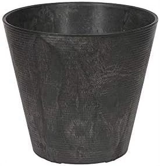 34128 Cali Round Planter, 12-Inch, Black