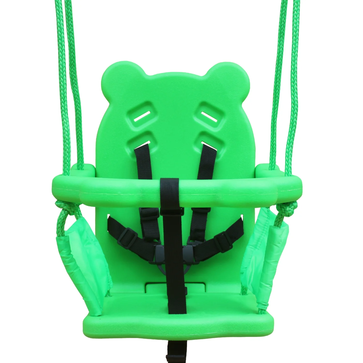 Toddler Baby Swing Set Indoor Outdoor Folding Metal Swing Frame with Safety Harness and Handrails for Backyard