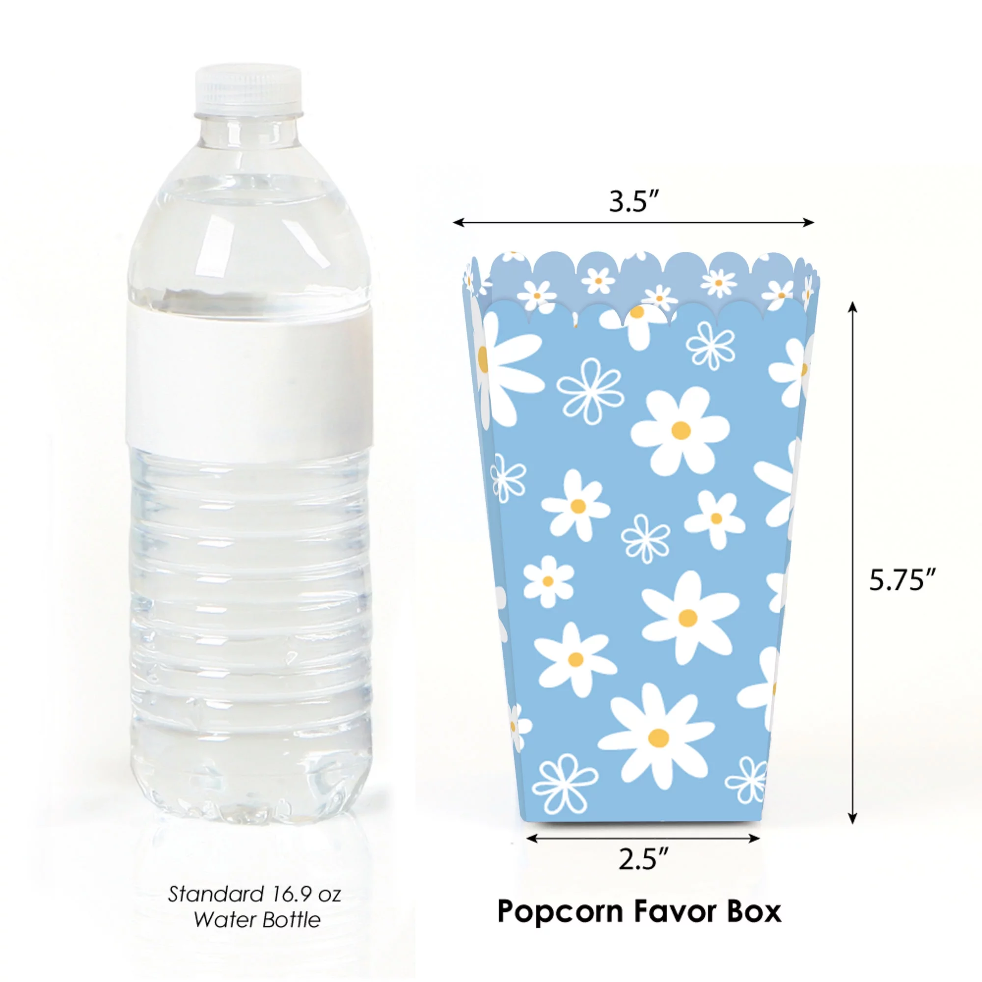 Big Dot of Happiness Blue Daisy Flowers - Floral Party Favor Popcorn Treat Boxes - Set of 12