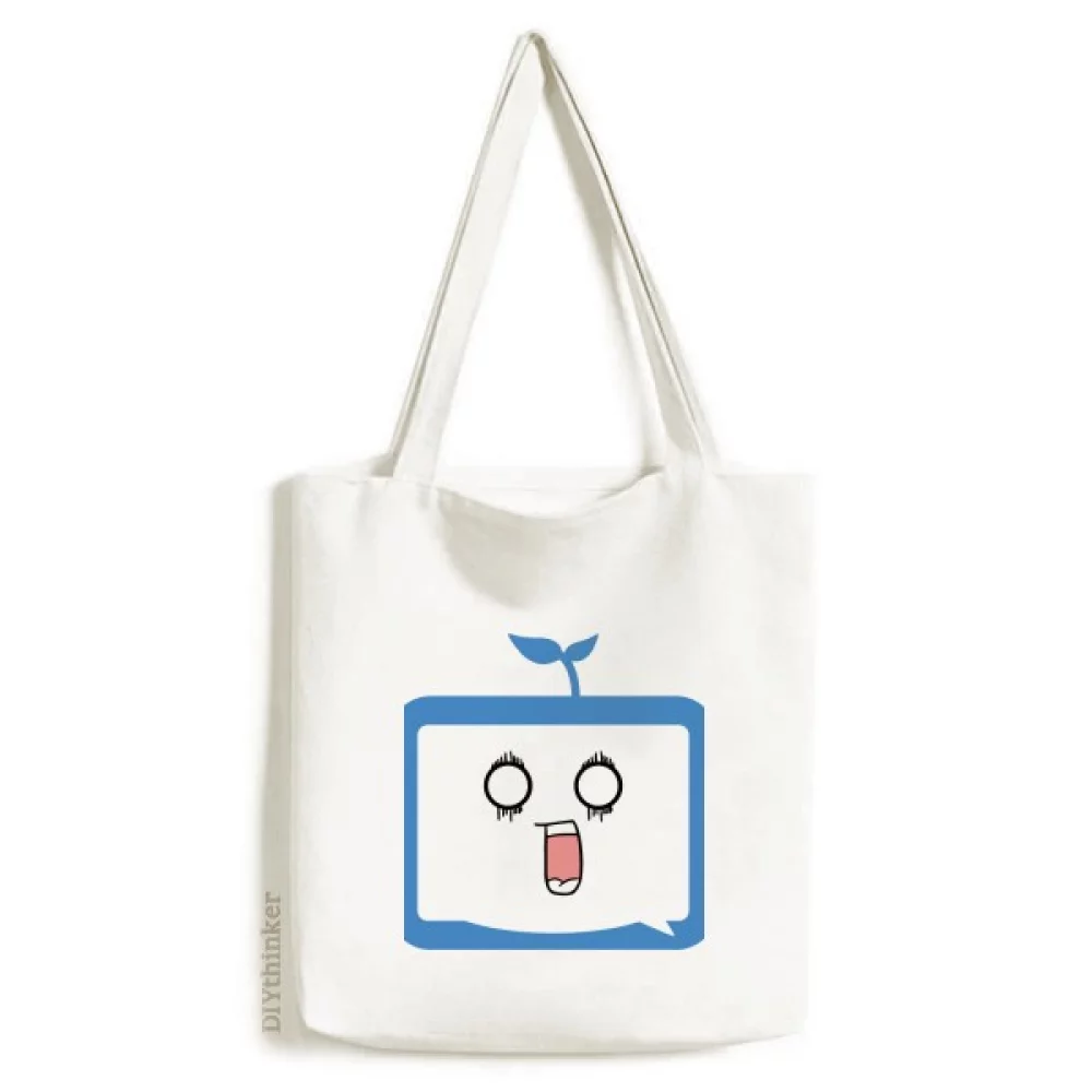 Saplings Surprised Small TV Happy Original Tote Canvas Bag Shopping Satchel Casual Handbag