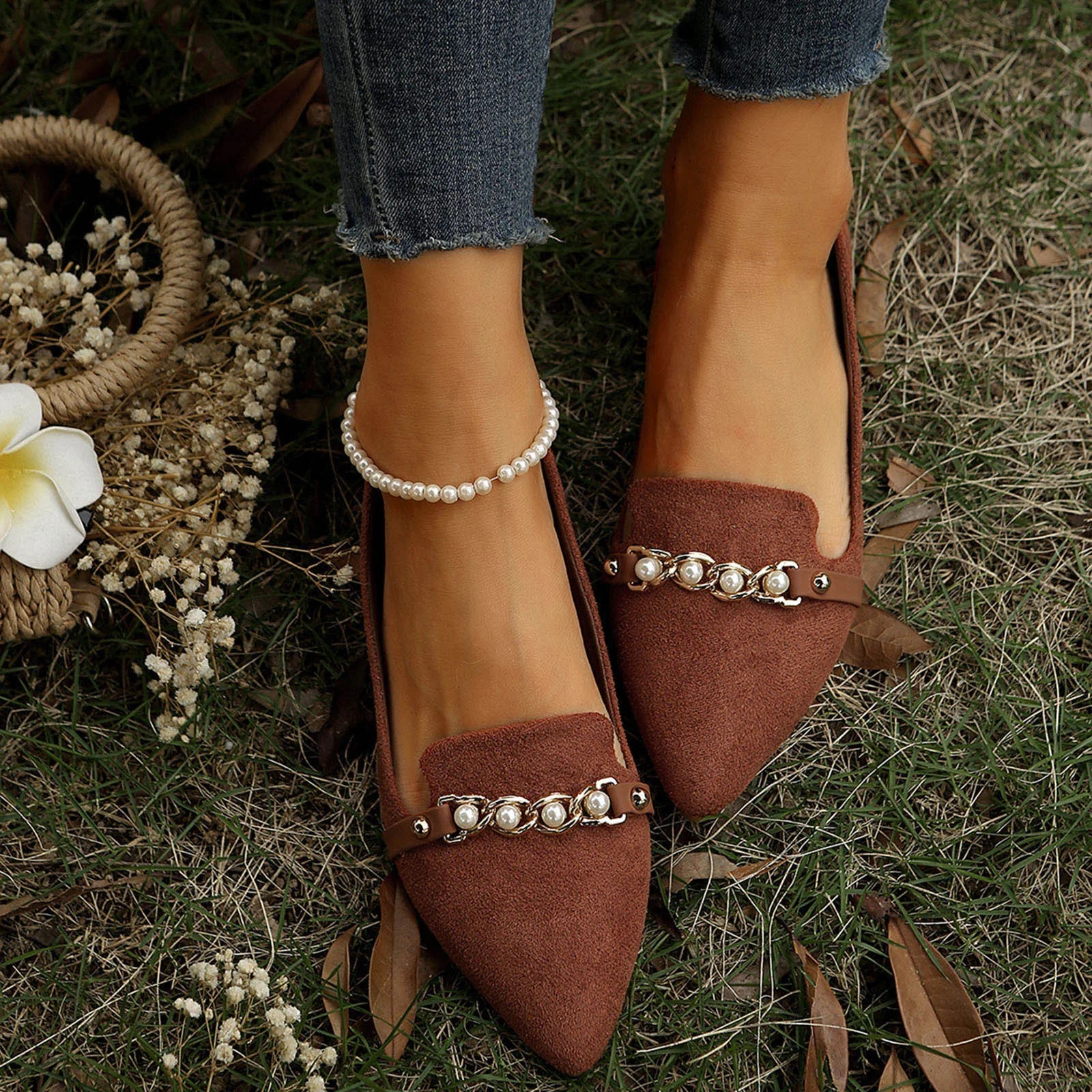 Deals of the Day Clearance, Women's Summer Fashion Mesh Pointed Toe Breathable Solid Color Casual Shoes Lightweight Comfortable One Foot Stirrup Shoes Sports, Fitness, and Leisure Shoes