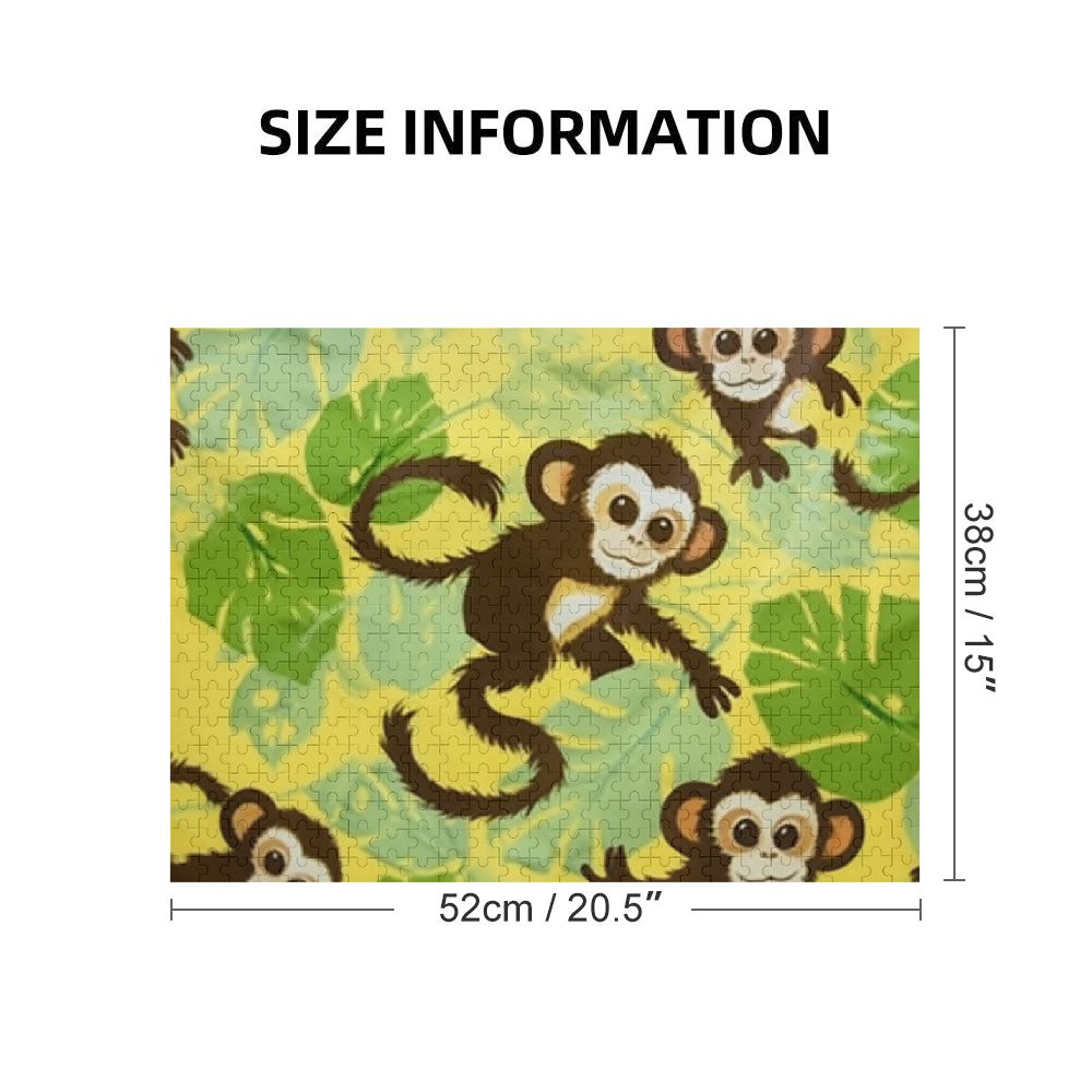 CANFLASHION Monkey Leaves Jungle Wooden Puzzle for Adults and Kids 500 PCS