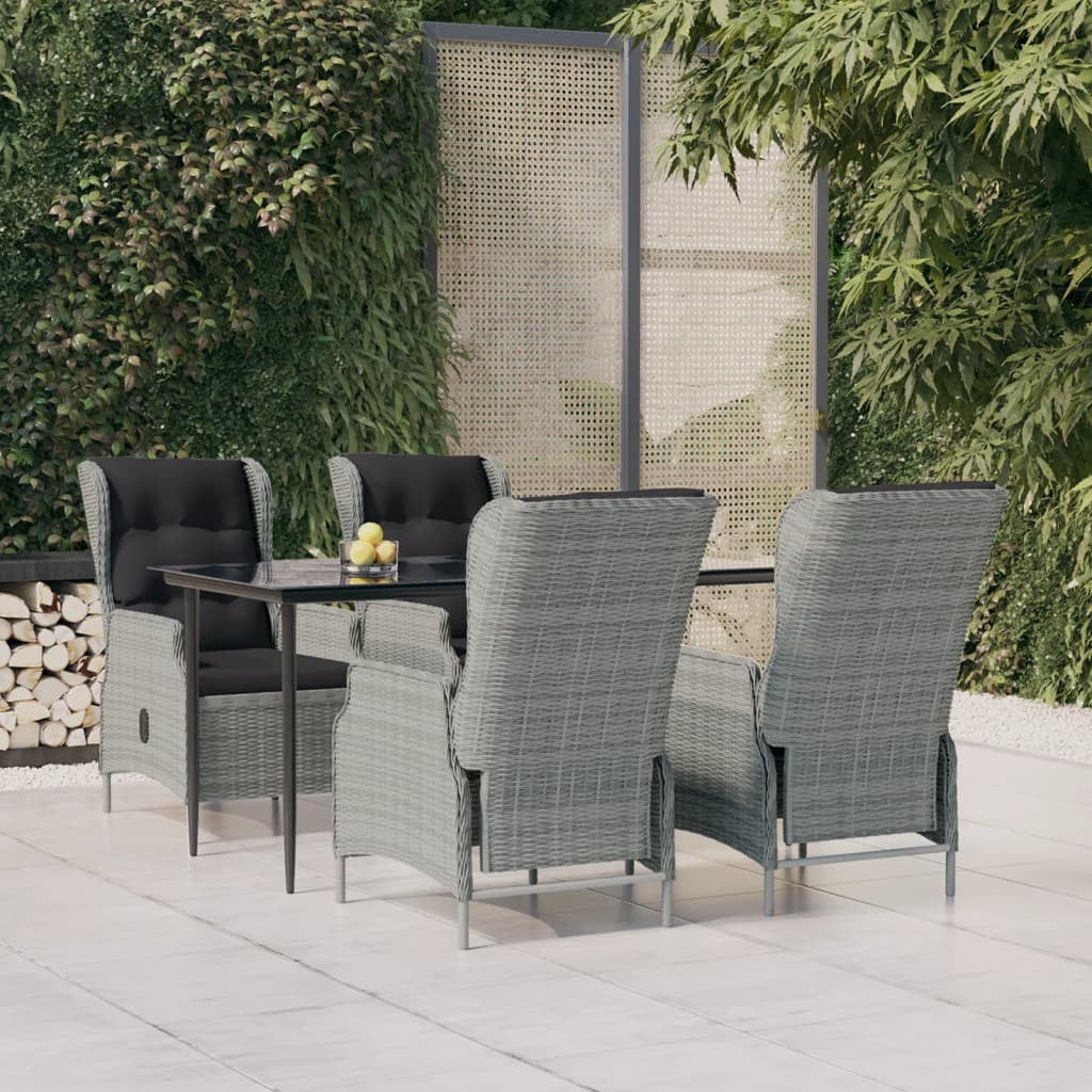 Dcenta 5 Piece Patio Dining Set Gray Poly Rattan