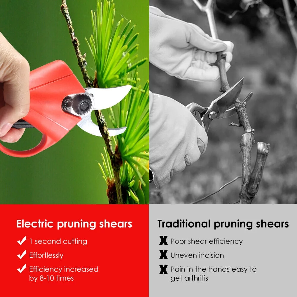 Electric Pruning Shears Cordless Cutter Pruner Scissors Branch Nursery W/Battery