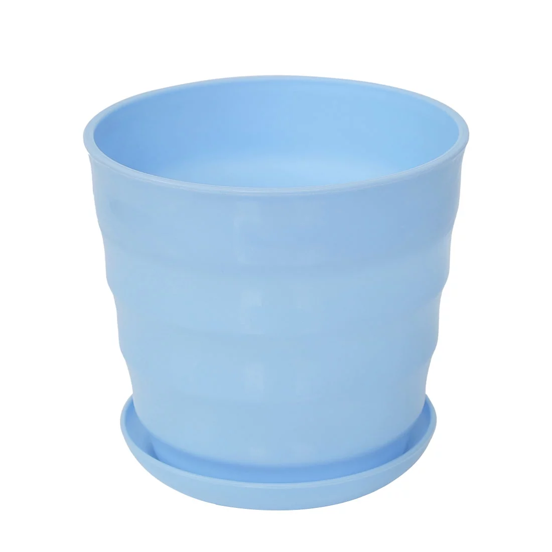 Uxcell Home Office Desk Plastic Round Plant Planter Flower Pot Sky Blue 5 inch Dia