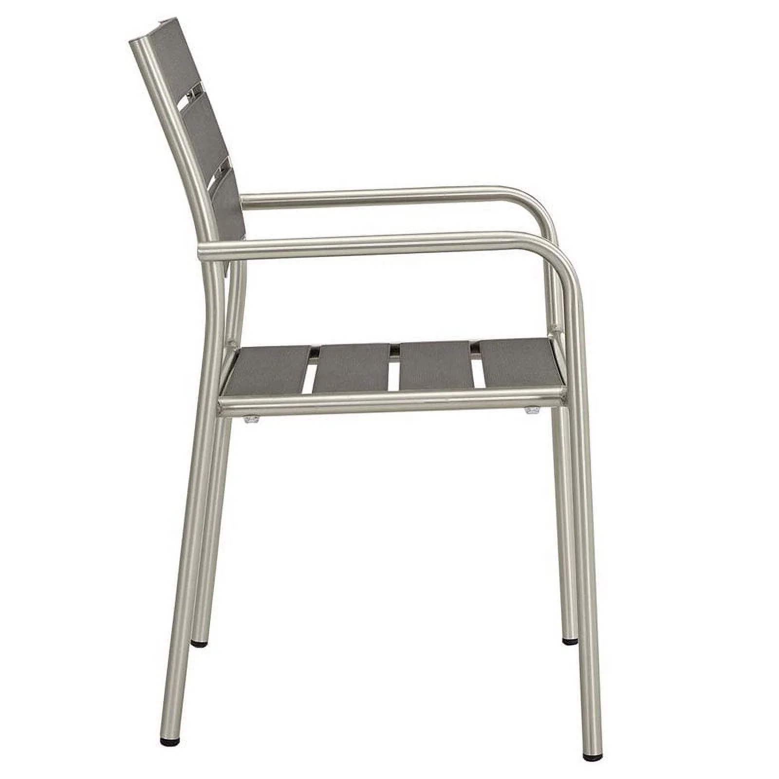 Pemberly Row  Patio Dining Arm Chair in Silver and Gray (Set of 2)