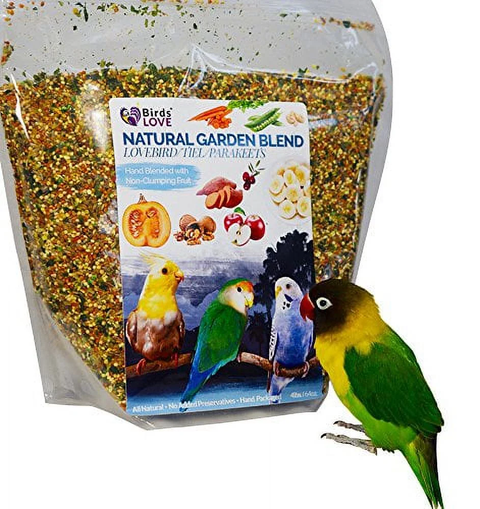 Birds LOVE All Natural Garden Blend Bird Food for Small Birds - Lovebirds, Cockatiels, Parakeets and Parrotlets 4lb