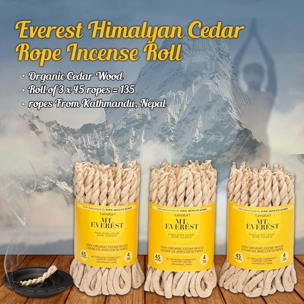 Himalyan Cedar Rope Incense Roll Of 3X45 Rope=135 Rope Founded By A Buddhist Monk In 1981